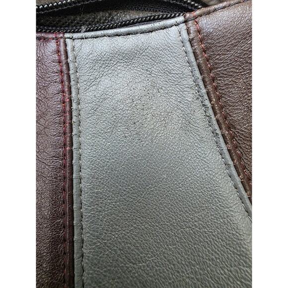 VTG Marc Chantel Leather PatchworkPiece Crossbody Purse Black GrayBrownBurgundy - Picture 9 of 9